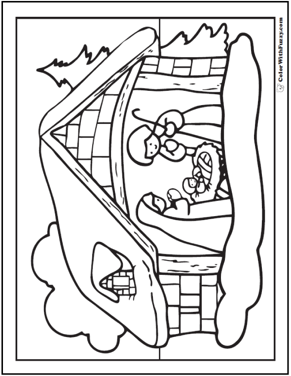 590x762 Nativity Scene Coloring Page Snowy Christmas