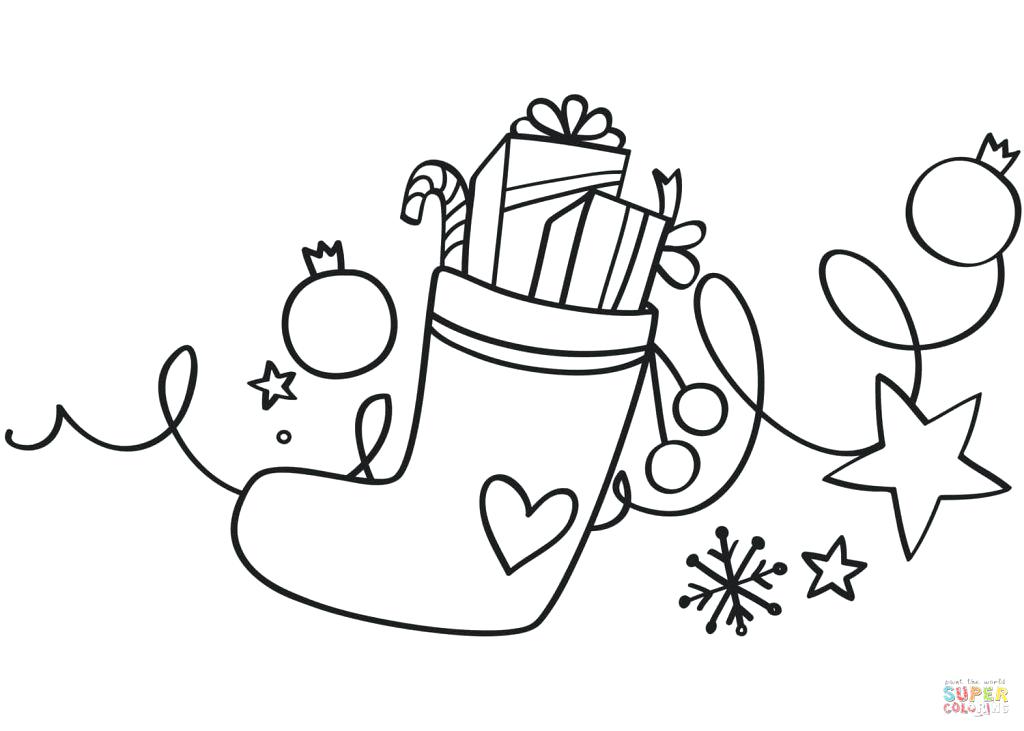 1024x731 Christmas Stockings Coloring Pages Stocking Photo Free Download