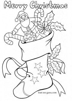 242x338 Christmas Stockings With Candy And Toys Coloring Pages