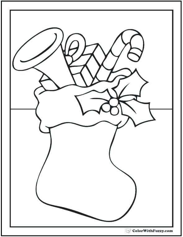 590x762 Stocking Coloring Pages Little Cat In A Bit Sock Christmas