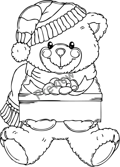 400x556 Free Printable Christmas Bear Coloring Page
