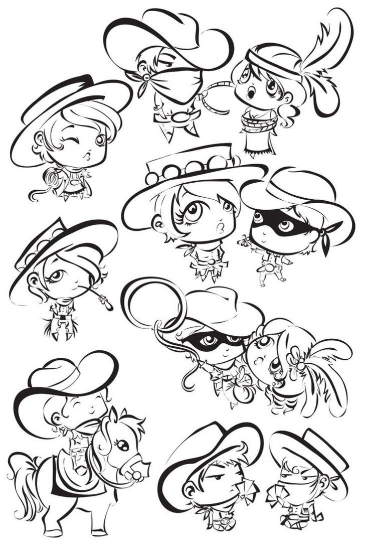 728x1092 Cowboy Coloring Pages For Kids Western Book Cartoons Town Free