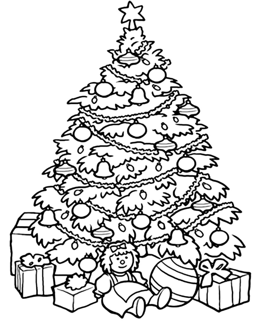 900x1104 Detailed Christmas Tree Coloring Pages For Adults