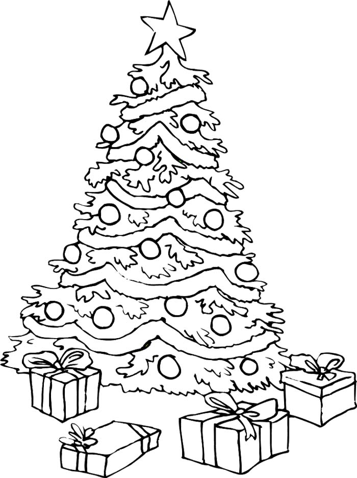 700x936 Christmas Tree With Presents Coloring Pages