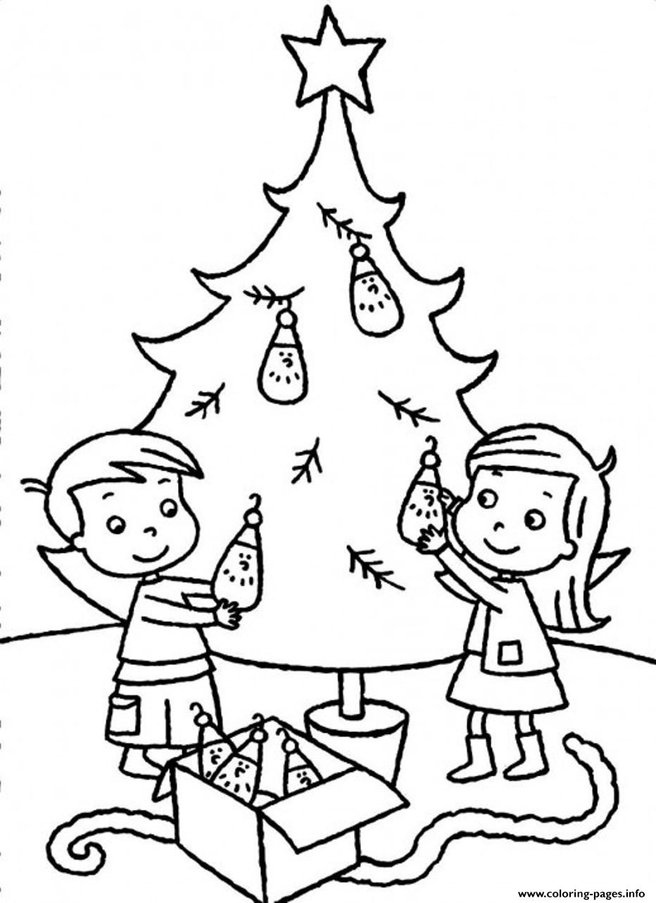 932x1283 Sibling Decorating Christmas Tree Coloring Pages Printable