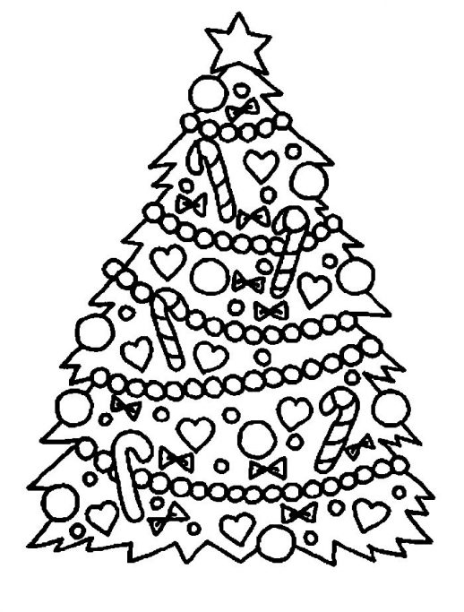 518x683 Christmas Tree With Bells Decoration And The Gifts Under Coloring