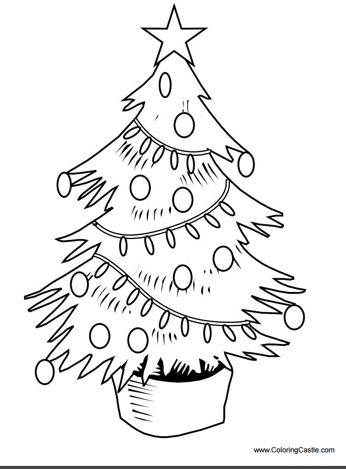 686x930 Christmas Tree Lights Drawing