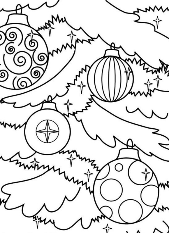580x797 Unique Christmas Tree Ornaments Coloring Pages For Kids Christmas