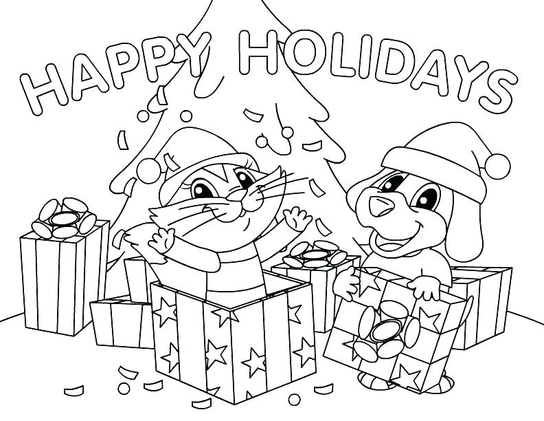 792x612 Christmas Tree Presents Coloring Page Pages Sheet Sheets Free