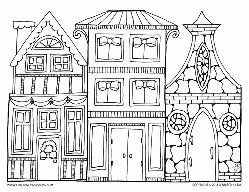500x386 Christmas Village Coloring Page Printable Coloring Pages