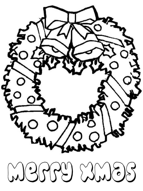 600x800 Lovely Christmas Wreath For Decoration Coloring Page