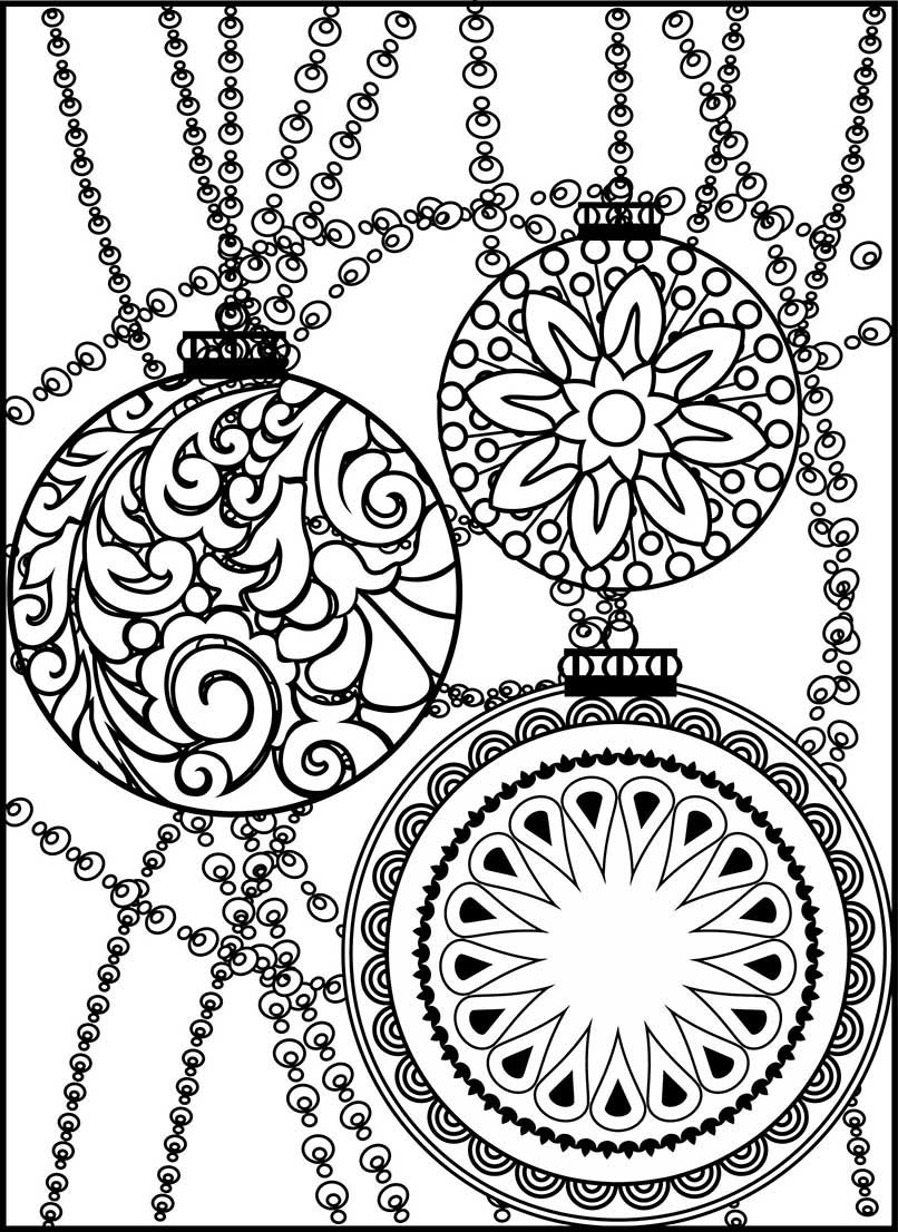 806x1106 Christmas Decorations Adult Coloring Book Stress Relief Designs