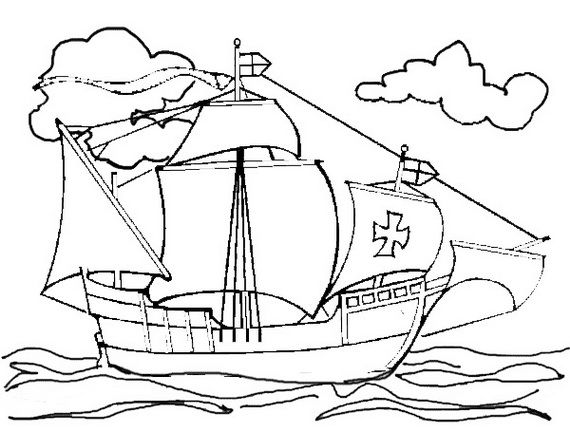 570x433 Columbus Day Ships Coloring Pages Coloring Pages