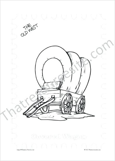 442x616 Covered Wagon Coloring Page Old West Coloring Sheet Featuring
