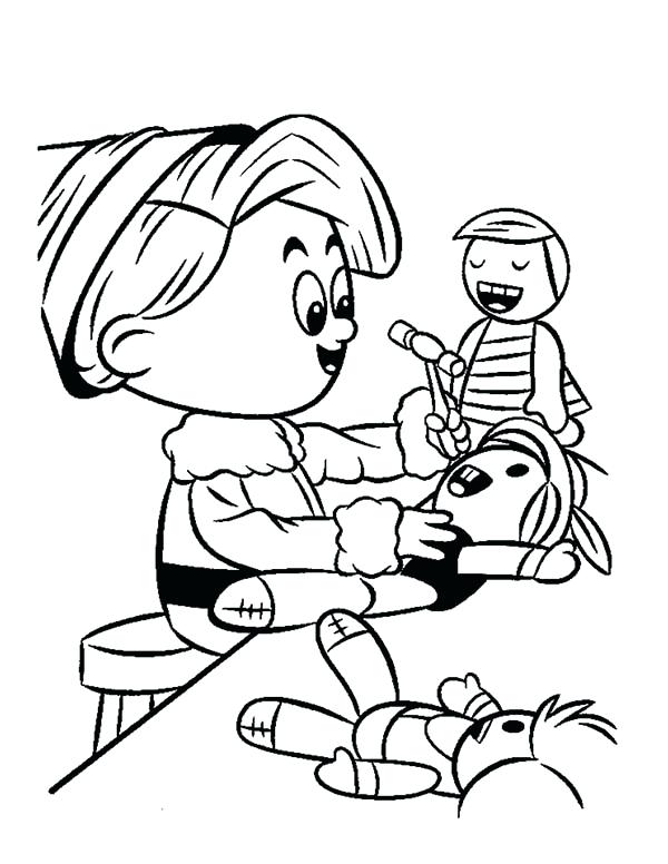 600x776 Doll Coloring Pages An Elf Fixing A Doll Coloring Page Printable