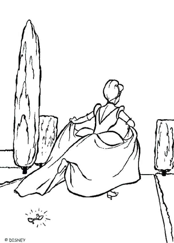 607x850 Cinderella Coloring Pages Ball Gown Slipper Coloring Page Coloring