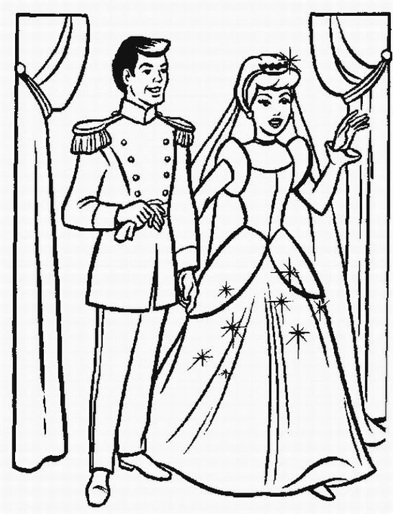 573x750 Cinderella And Prince Making Vow Coloring Page Cinderella Pages