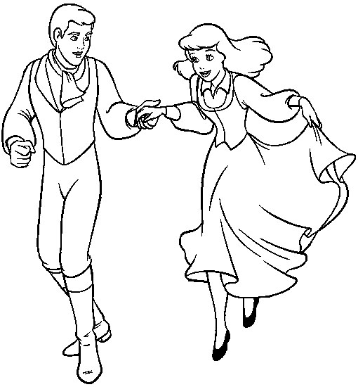 510x550 Cinderella With Her Prince Coloring Pages