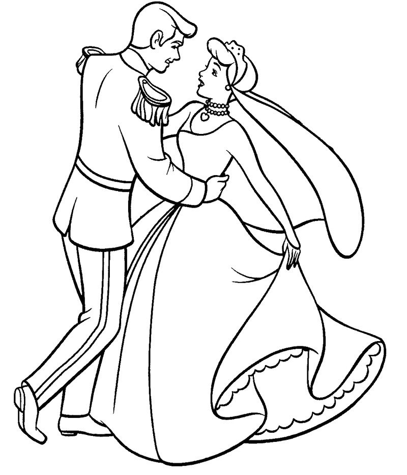 800x933 Cinderella Dance With Prince Coloring Page Disney Princess
