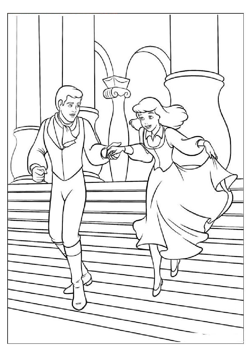 826x1169 Cinderella And Prince Free Coloring Pages