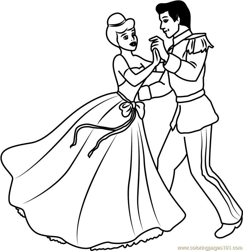 800x826 Disney Best Couple Prince And Cinderella Coloring Page