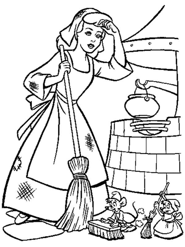 600x800 Cinderella Cleaning Her House In Cinderella Coloring Page