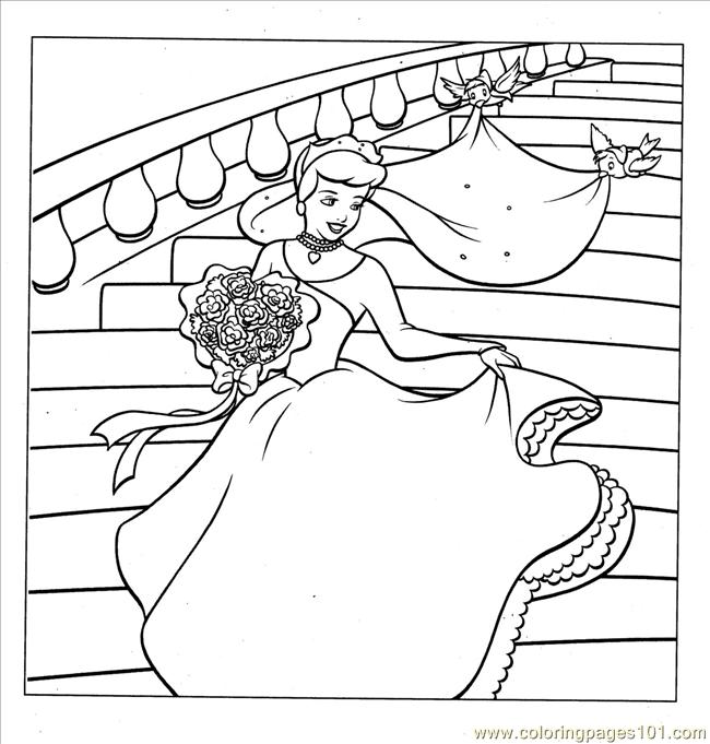 650x681 Cinderella Wedding Coloring Coloring Page