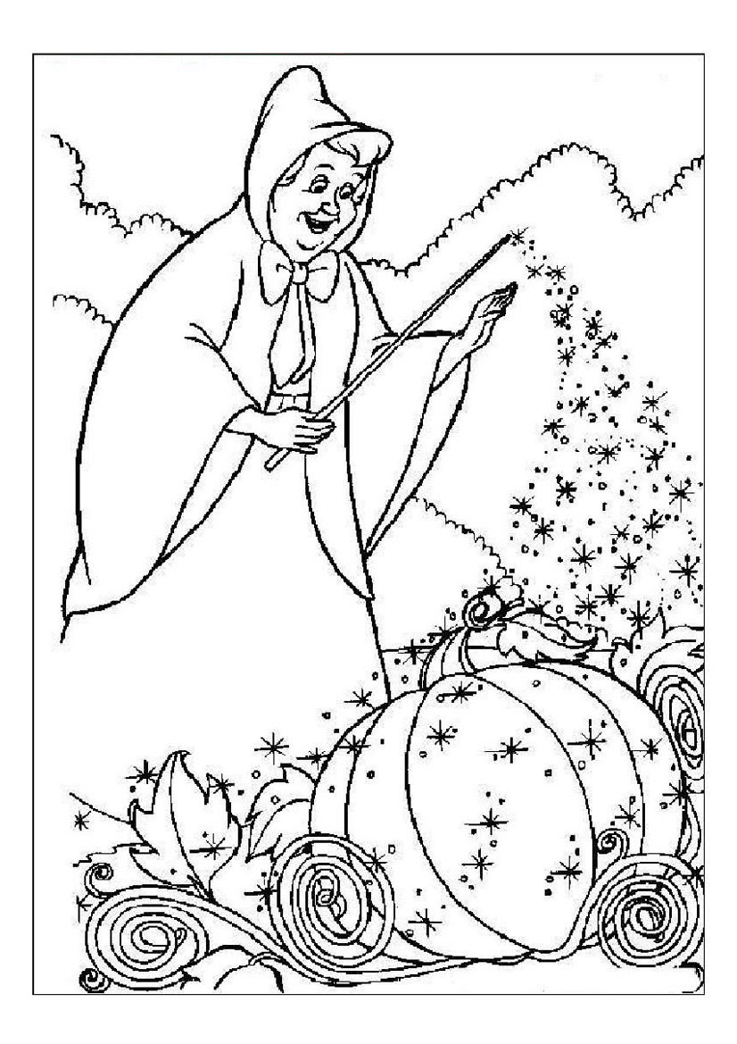 826x1169 Coloring Pages Of Fairy Godmother Making Cinderella's Vehicle Out