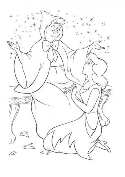 423x600 Fairy Godmother And Cinderella Coloring Pages Free Coloring