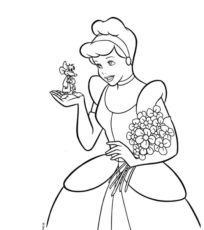 700x788 Cinderella And Mice Coloring Page Cinderella Mice