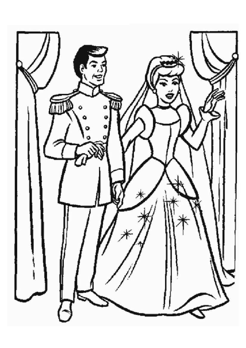 826x1169 Cinderella And Prince Charming Wedding Free Coloring Pages
