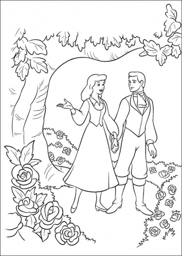 374x525 Cinderella And Prince Charming Coloring Pages In Gardens