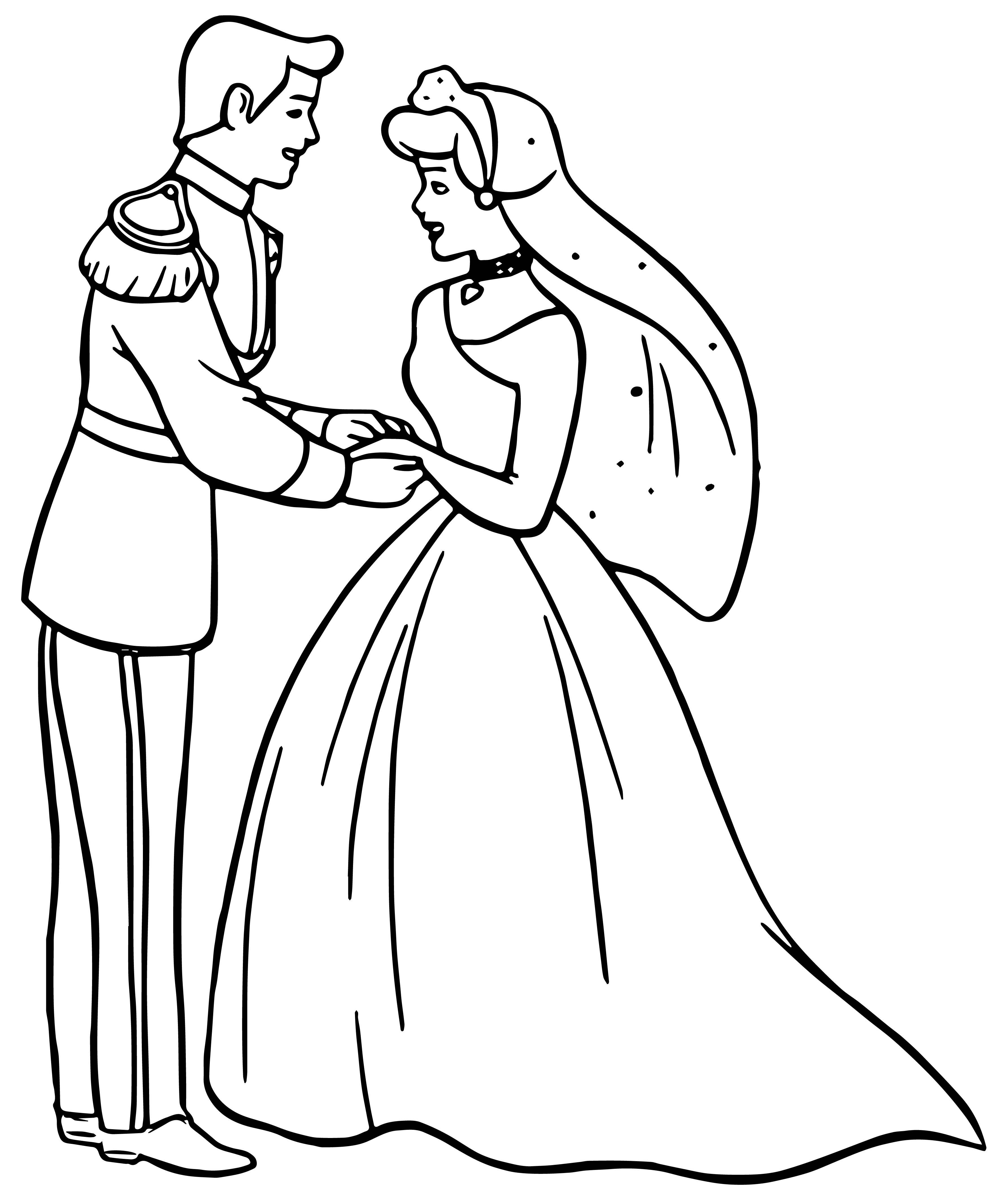 3569x4244 Cinderella And Prince Charming Wedding Dancing Coloring Pages