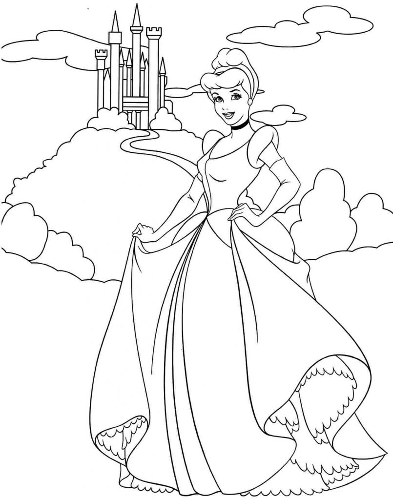 805x1024 Cinderella Princess Coloring Pages For Kids Elegant Excellent