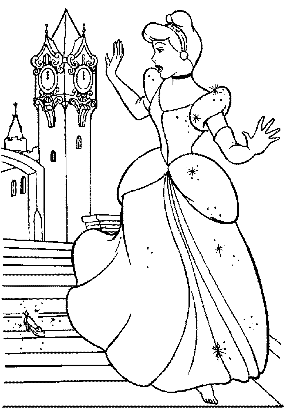 1000x1441 Cinderella Loosing Shoes Coloring Pages