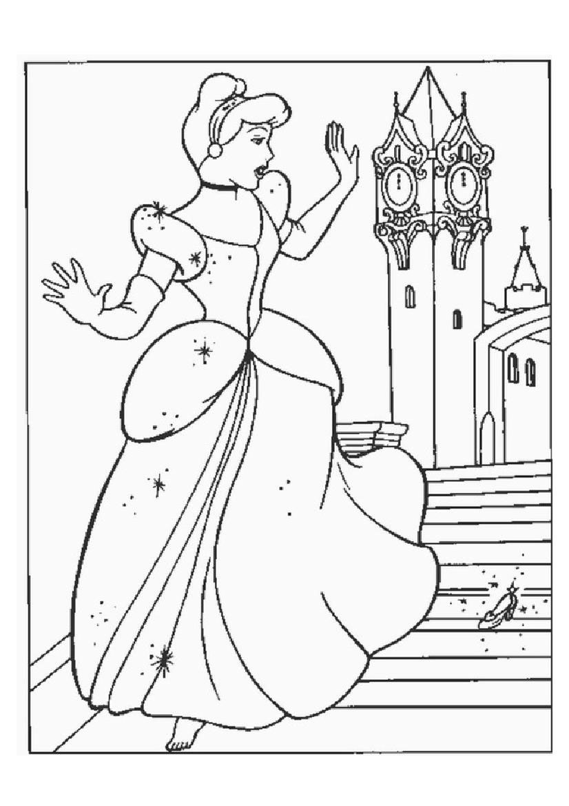 826x1169 Cinderella Dropped Her Glass Shoe On Stairs Coloring Pages