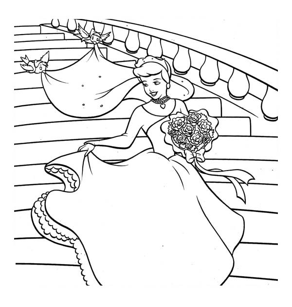 600x630 Cinderella So Happy In Her Wedding Dress In Cinderella Coloring