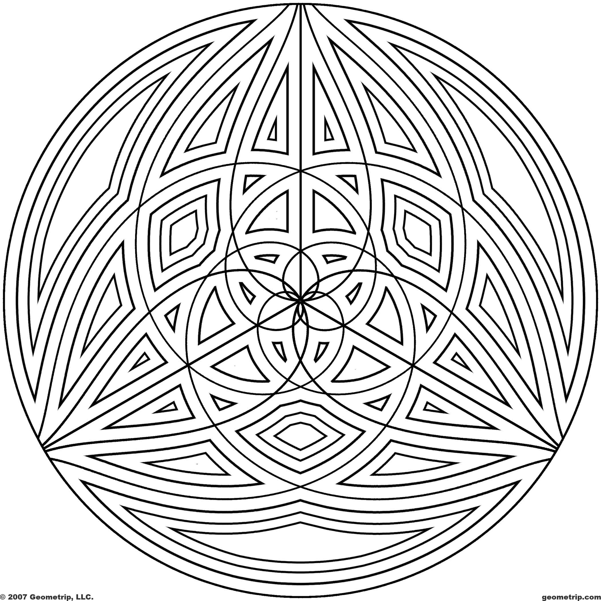 2100x2100 Difficult Geometric Design Coloring Pages Circles Page