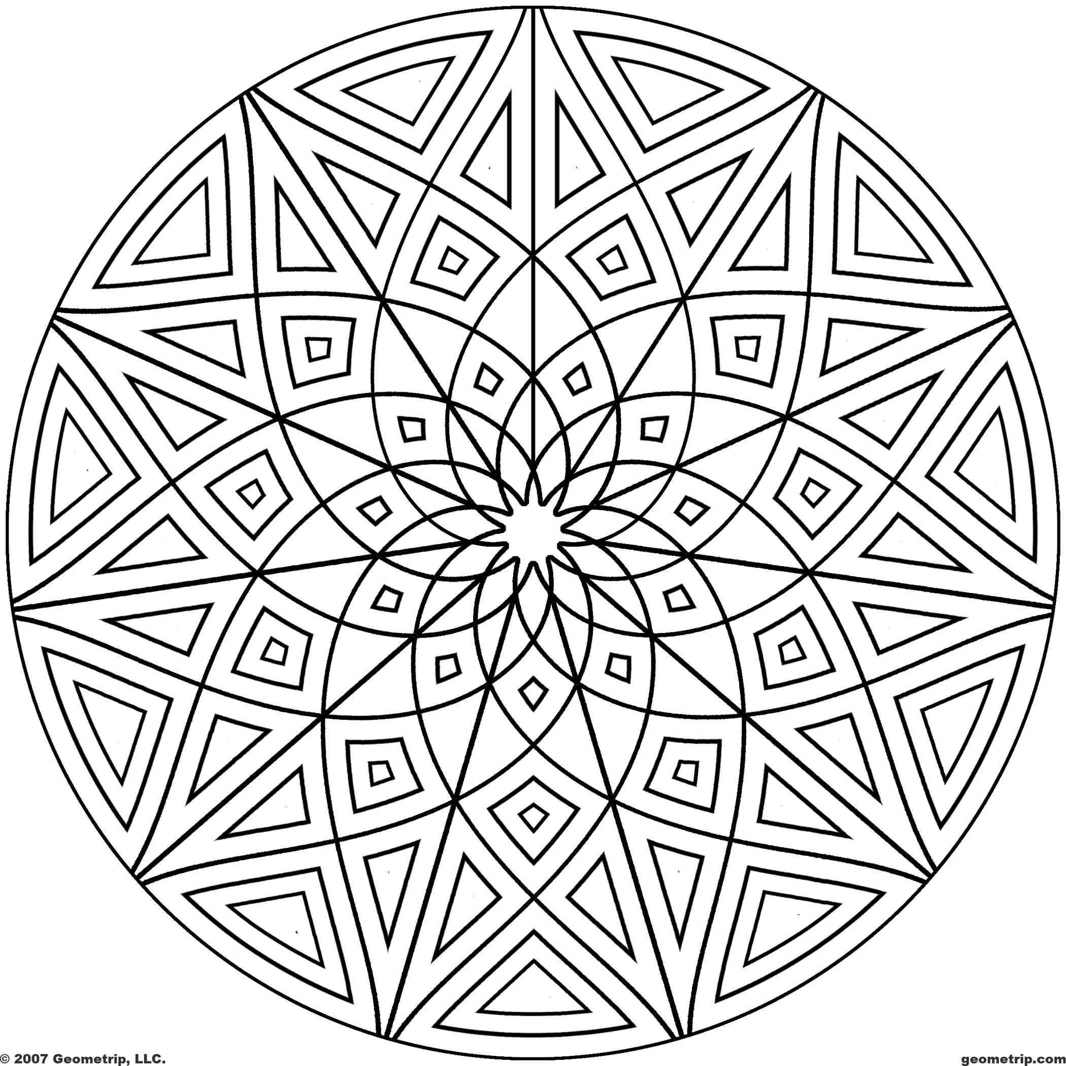 2100x2100 Cool Geometric Designs Coloring Page