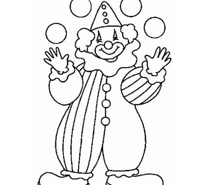 678x600 Clown Coloring Pages For Preschoolers Circus And Clown Coloring