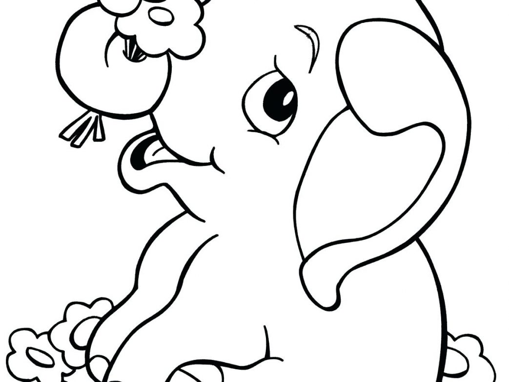 1043x782 Coloring Pages For Kids Animals Elephant Page Image Images Drawing