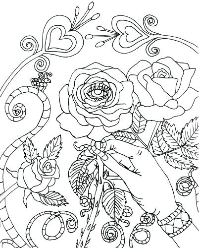 402x500 Digital Coloring Pages Digital Coloring Pages Evil Eye Rose Page