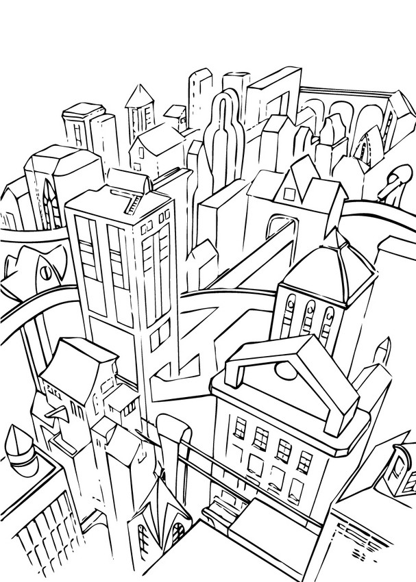 607x850 Gotham City Coloring Pages