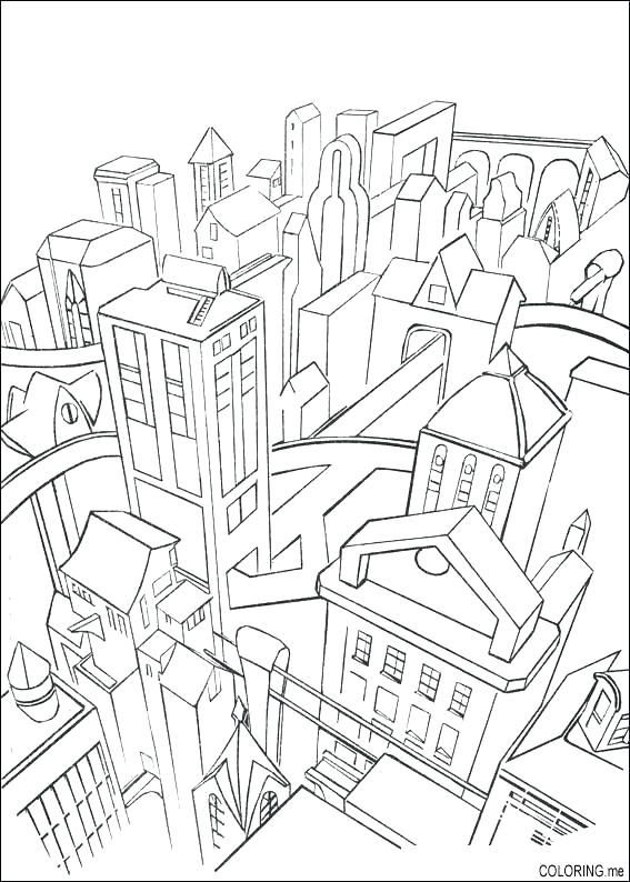 567x794 City Coloring Page