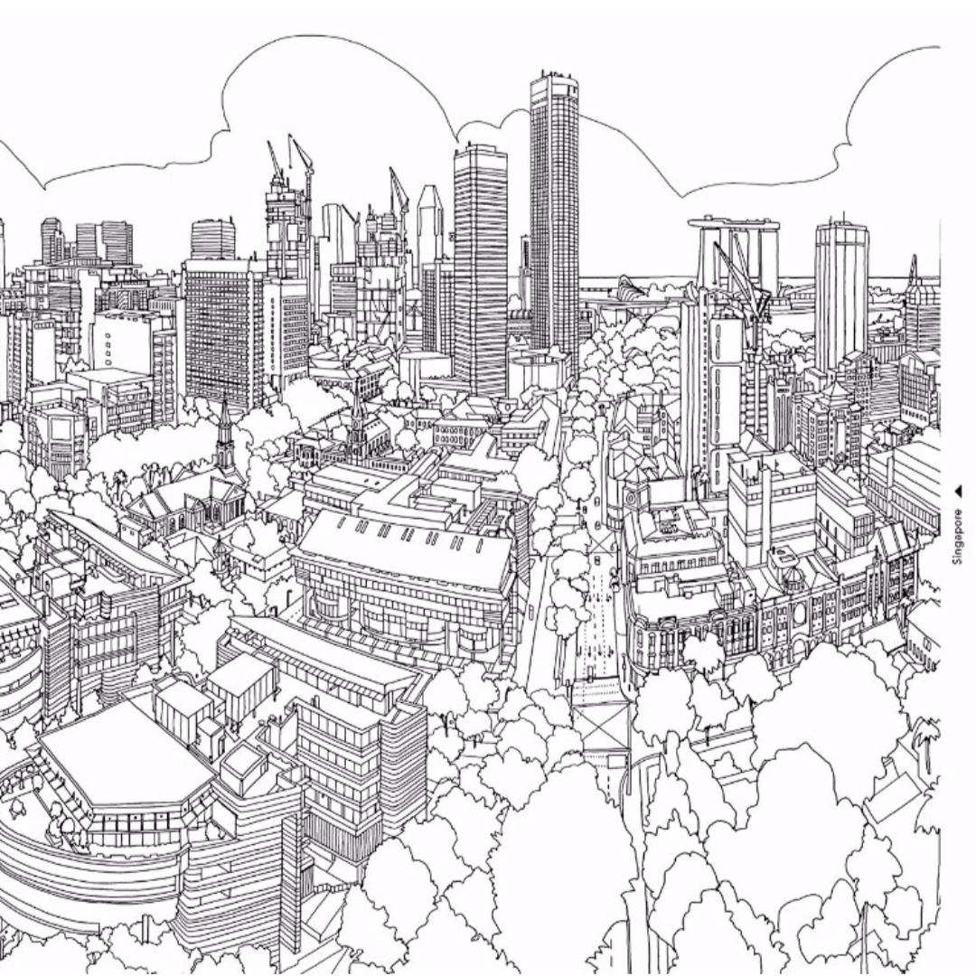 1080x1080 Coloring For Adults Cityscapes