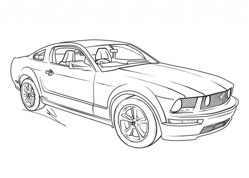 1024x731 Kids Coloring Picture Of A Mustang Muscle Car Transportation