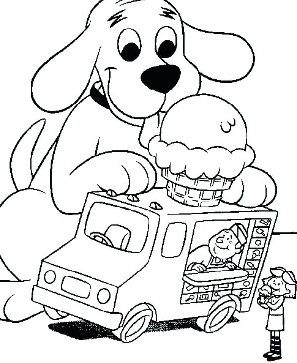 600x733 Clifford Coloring Pages Free Page The Big Red Dog Like Ice On Top