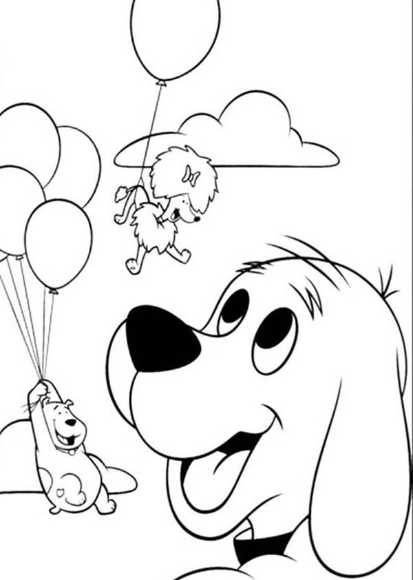 600x842 Clifford The Big Red Dog Want To Fly With Baloon Coloring Page