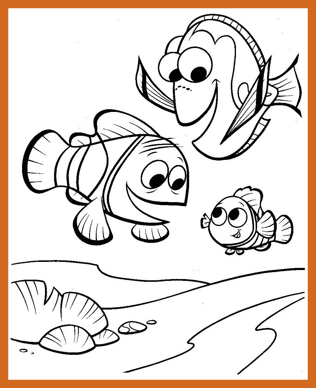 1046x1286 Shocking Finding Nemo Coloring Page Printable For Image To Print
