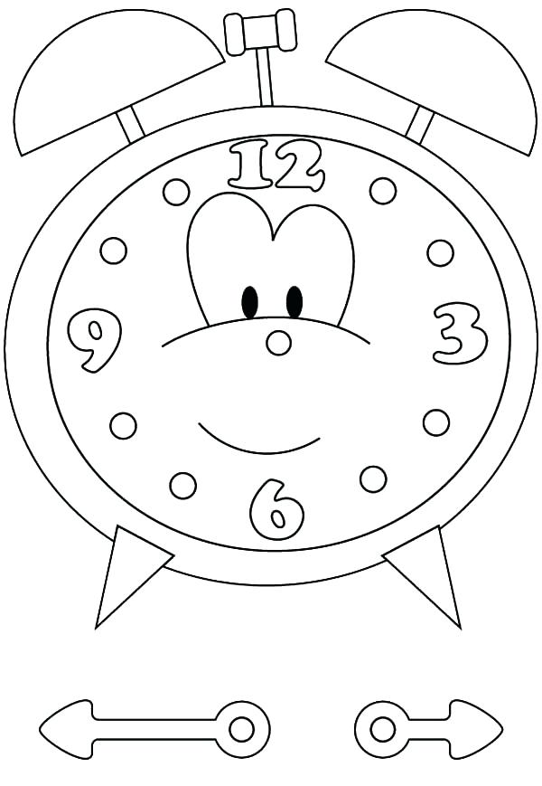 600x869 Clock Face Coloring Page For Alarm Clock Cartoon Of Alarm Clock